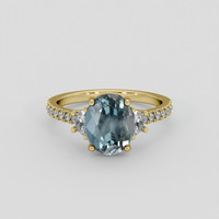 3.20 Ct. Greenish Blue Sapphire Ring, 10K Yellow Gold 1