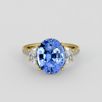 4.04 Ct. Blue Sapphire Ring, 10K Yellow Gold 1