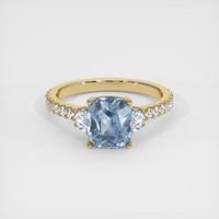 3.48 Ct. Greyish Blue Sapphire Ring, 10K Yellow Gold 1