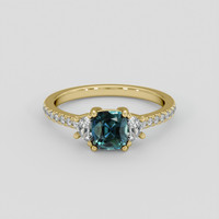 1.01 Ct. Greenish Blue Sapphire Ring, 14K Yellow Gold 1