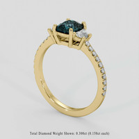 1.01 Ct. Greenish Blue Sapphire Ring, 14K Yellow Gold 2