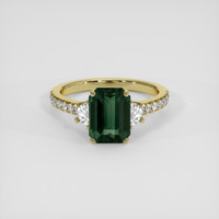 3.41 Ct. Bluish Green Sapphire Ring, 14K Yellow Gold 1