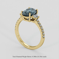 3.20 Ct. Greenish Blue Sapphire Ring, 14K Yellow Gold 2