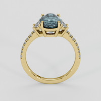 3.20 Ct. Greenish Blue Sapphire Ring, 14K Yellow Gold 3