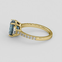 3.20 Ct. Greenish Blue Sapphire Ring, 14K Yellow Gold 4