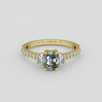 1.01 Ct. Bluish Grey Sapphire Ring, 14K Yellow Gold 1