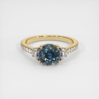 1.90 Ct. Greenish Blue Sapphire Ring, 14K Yellow Gold 1