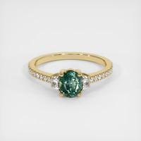 1.23 Ct. Bluish Green Sapphire Ring, 14K Yellow Gold 1