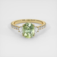 2.21 Ct. Yellowish Green Sapphire Ring, 14K Yellow Gold 1