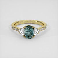 1.44 Ct. Greenish Blue Sapphire Ring, 14K Yellow Gold 1