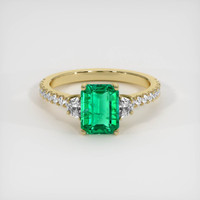 1.35 Ct. Emerald Ring, 18K Yellow Gold 1