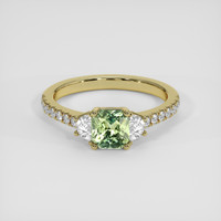 1.18 Ct. Green Sapphire Ring, 18K Yellow Gold 1