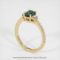 1.23 Ct. Bluish Green Sapphire Ring, 18K Yellow Gold 2