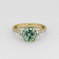 2.78 Ct. Green Sapphire Ring, 18K Yellow Gold 1