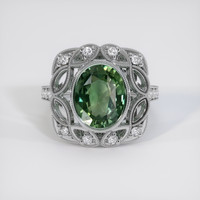 4.50 Ct. Green Sapphire Ring, Platinum 950 1