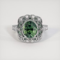 3.06 Ct. Green Sapphire Ring, Platinum 950 1