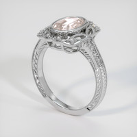 2.32 Ct. Peach Sapphire Ring, 18K White Gold 2