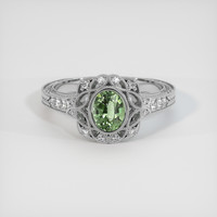 1.00 Ct. Green Sapphire Ring, 18K White Gold 1