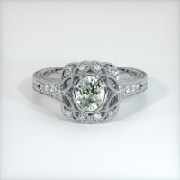 0.67 Ct. Green Sapphire Ring, 18K White Gold 1