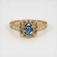 0.99 Ct. Greenish Blue Sapphire Ring, 14K Yellow Gold 1