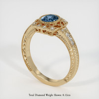 0.99 Ct. Greenish Blue Sapphire Ring, 14K Yellow Gold 2