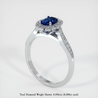 0.98 Ct. Blue Sapphire Ring, 14K White Gold 2