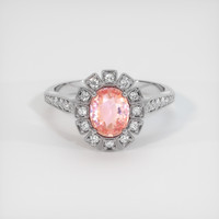 1.09 Ct. Padparadscha Sapphire Ring, 14K White Gold 1