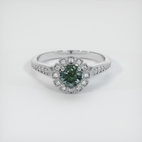 0.48 Ct. Bluish Green Sapphire Ring, 14K White Gold 1