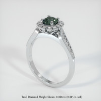 0.48 Ct. Bluish Green Sapphire Ring, 18K White Gold 2