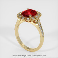 3.34 Ct. Ruby Ring, 14K Yellow Gold 2