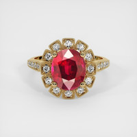 4.09 Ct. Ruby Ring, 18K Yellow Gold 1