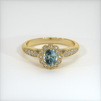0.59 Ct. Bluish Green Sapphire Ring, 18K Yellow Gold 1