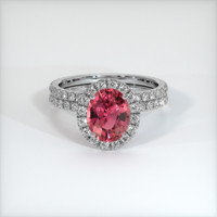 2.39 Ct. Reddish Pink Sapphire Ring, Platinum 950 1