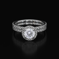 0.79 Ct. White Sapphire Ring, Platinum 950 1