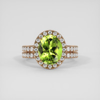 3.76 Ct. Green Peridot Ring, 14K Rose Gold 1