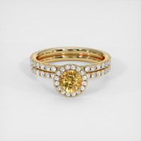 0.79 Ct. Yellowish Brown Sapphire Ring, 18K Yellow Gold 1