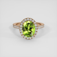 3.76 Ct. Green Peridot Ring, 14K Rose Gold 1