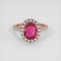 3.10 Ct. Reddish Pink Sapphire Ring, 14K Rose Gold 1