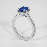 1.22 Ct. Blue Sapphire Ring, 14K White Gold 2