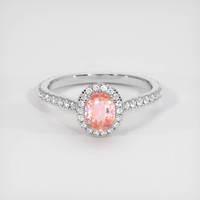 1.09 Ct. Padparadscha Sapphire Ring, 14K White Gold 1