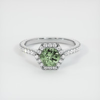 0.89 Ct. Green Sapphire Ring, 14K White Gold 1