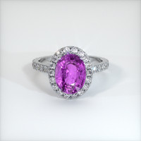 2.55 Ct. Pinkish Purple Sapphire Ring, 14K White Gold 1