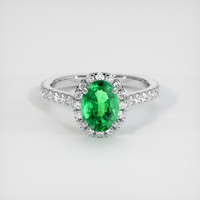 0.96 Ct. Emerald Ring, 18K White Gold 1