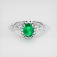 0.96 Ct. Emerald Ring, 18K White Gold 1
