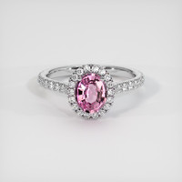 1.20 Ct. Pink Sapphire Ring, 18K White Gold 1