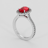 2.42 Ct. Pinkish Red Ruby Ring, 18K White Gold 2