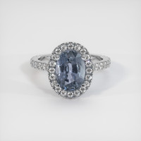 2.50 Ct. Greyish Blue Sapphire Ring, 18K White Gold 1