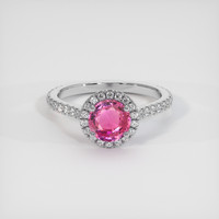1.23 Ct. Pink Sapphire Ring, 18K White Gold 1