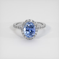 2.57 Ct. Blue Sapphire Ring, 18K White Gold 1