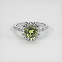 2.58 Ct. Greenish Yellow Sapphire Ring, 18K White Gold 1